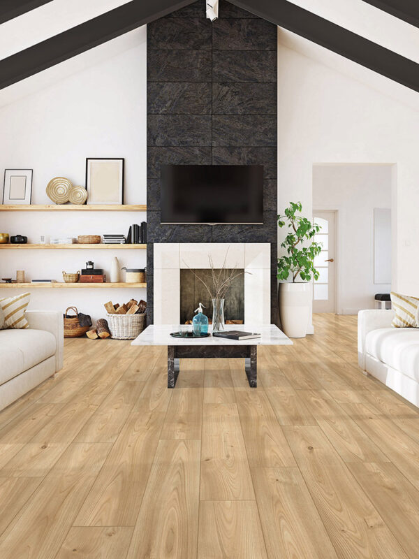 Modern Living room interior design, white kitchen, neutral color scheme. 3D concept rendering