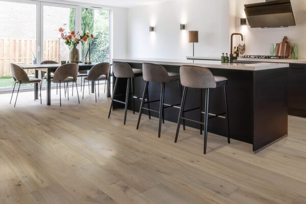 Dark wood island gray flooring d&m tidal pure genese