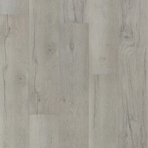 Gray wooden floor with wide planks and visible grain patterns, running vertically across the image.